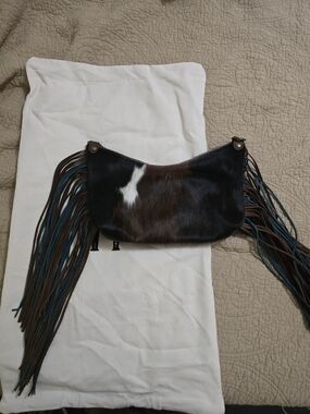 Fringe Cowhide Crossbody Bag in Brown and Black JH Tapedero